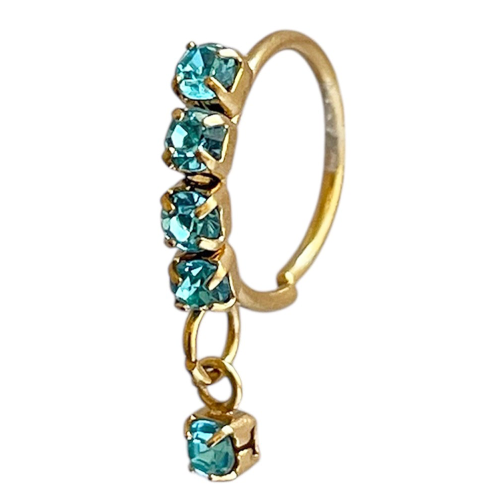 Icey Blue | 18K Gold-Plated Dangling Nose Ring