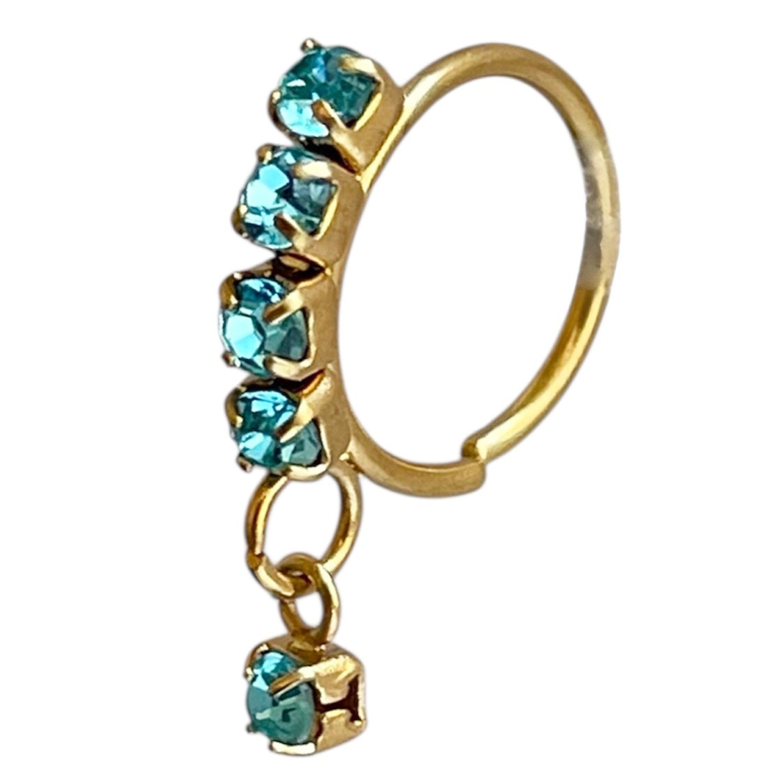Icey Blue | 18K Gold-Plated Dangling Nose Ring